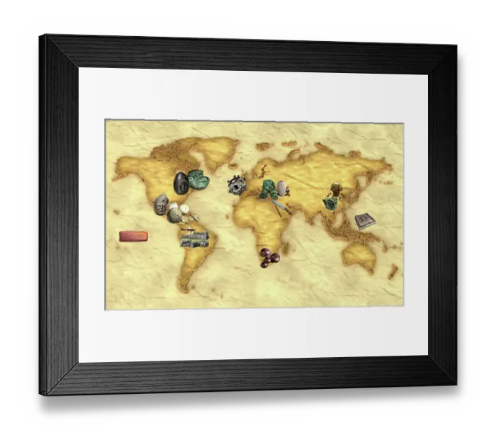 Framed Print : History Mysteries map