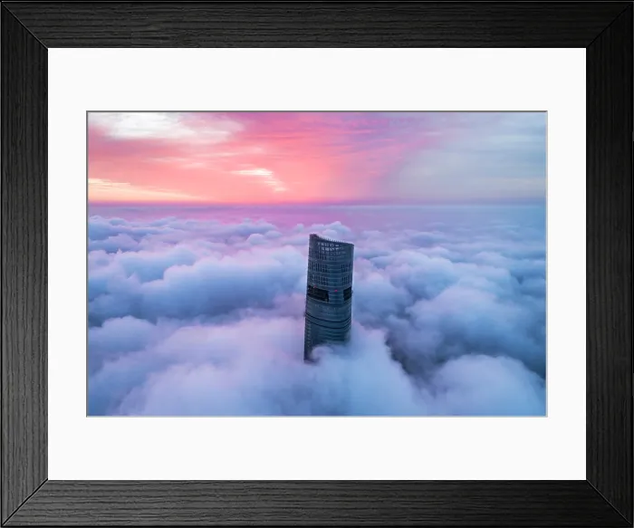 Framed Print : Aerial View Of Shanghai Lujiazui In Clouds Framed Print : Aerial View Of Shanghai Lujiazui In Clouds