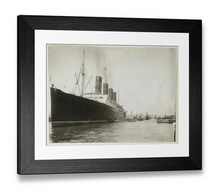 Framed Print : RMS Lusitania Leaves NY Harbor