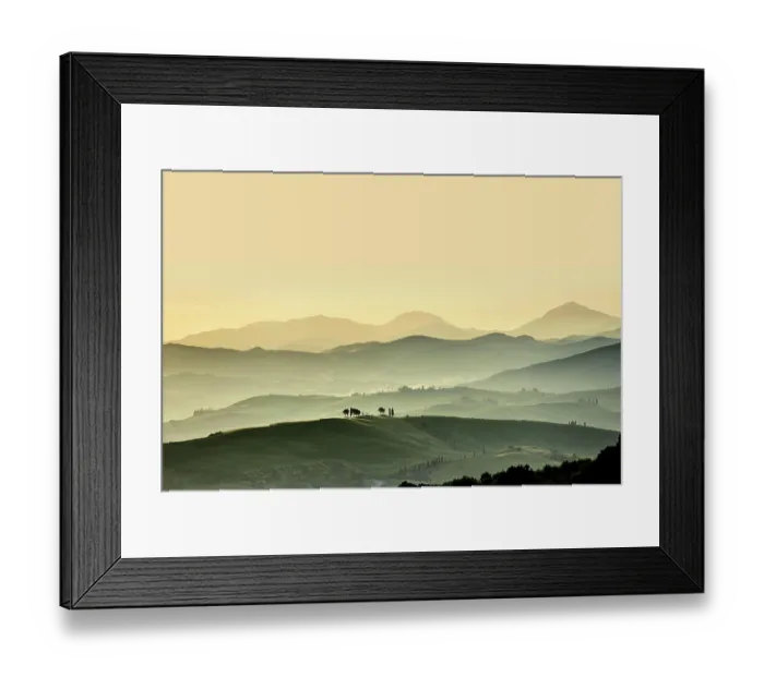 Framed Print : Tuscany landscape with hills at sunset, San Quirico d Orcia, Val d Orcia, Tuscany, Italy Framed Print : Tuscany landscape with hills at sunset, San Quirico d Orcia, Val d Orcia, Tuscany, Italy