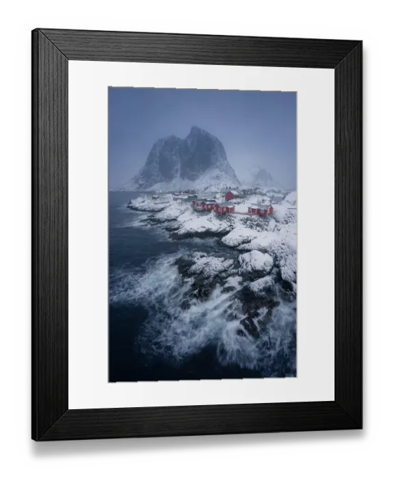 Framed Print : Hamnoy fishing village in winter season in Lofoten archipelago, Norway, Scandinavia