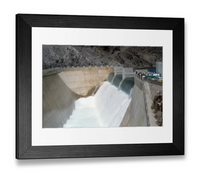 Framed Print : Lake Mead water overflows Hoover Dam Spillways