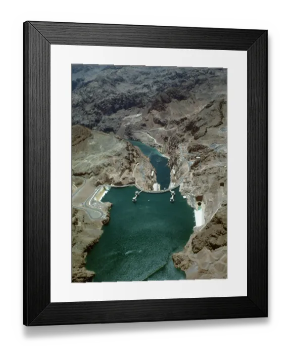 Framed Print : Water Overflows Lake Mead over Hoover Dam 1983