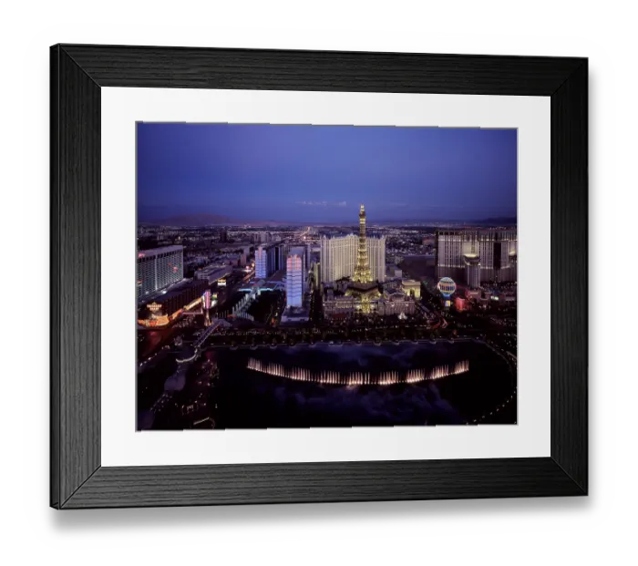 Framed Print : Aerial view of Las Vegas, Nevada, with a focus on Las Vegas Strip casinos, including the Paris Las V Framed Print : Aerial view of Las Vegas, Nevada, with a focus on Las Vegas Strip casinos, including the Paris Las V