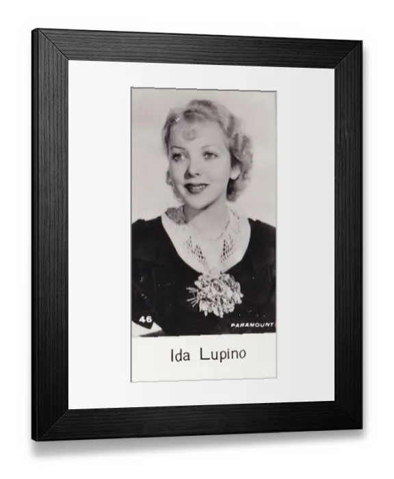 Framed Print : Ida Lupino, Film Stars series, collectible C T Bridgewater cigarette card, 1940 Framed Print : Ida Lupino, Film Stars series, collectible C T Bridgewater cigarette card, 1940