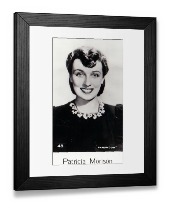 Framed Print : Ptricia Morison, Film Stars series, collectible C T Bridgewater cigarette card, 1940 Framed Print : Ptricia Morison, Film Stars series, collectible C T Bridgewater cigarette card, 1940