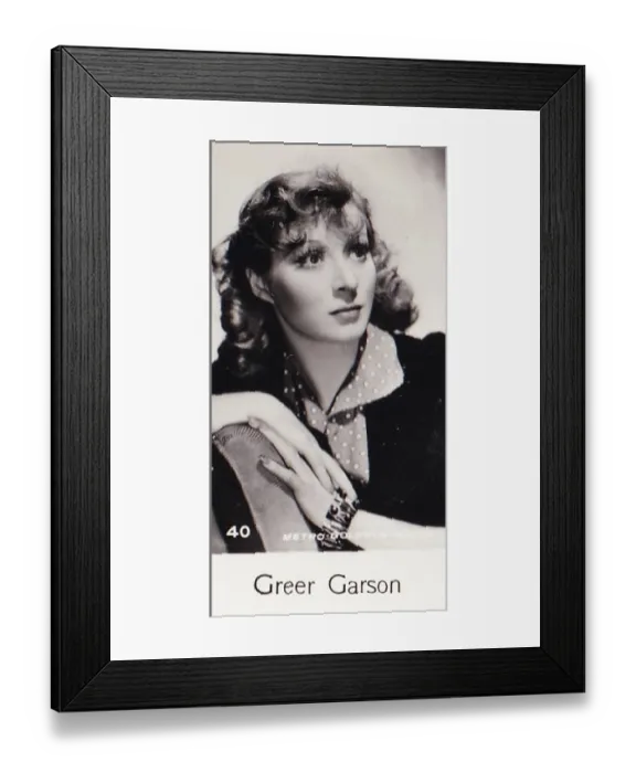 Framed Print : Greer Garson, Film Stars series, collectible C T Bridgewater cigarette card, 1940 Framed Print : Greer Garson, Film Stars series, collectible C T Bridgewater cigarette card, 1940