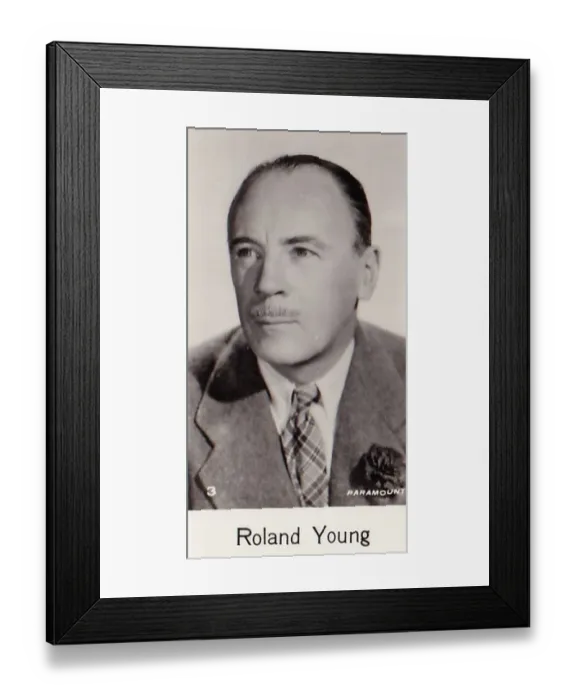 Framed Print : Roland Young, Film Stars series, collectible C T Bridgewater cigarette card, 1940 Framed Print : Roland Young, Film Stars series, collectible C T Bridgewater cigarette card, 1940