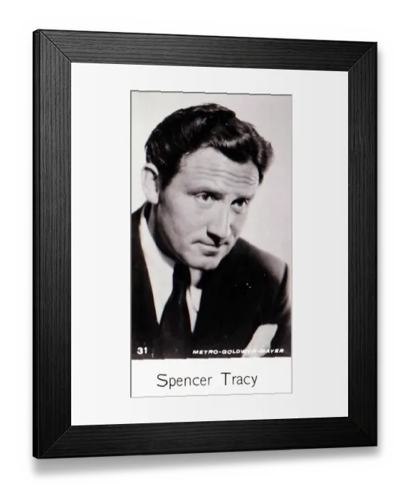 Framed Print : Spencer Tracy, Film Stars series, collectible C T Bridgewater cigarette card, 1940 Framed Print : Spencer Tracy, Film Stars series, collectible C T Bridgewater cigarette card, 1940