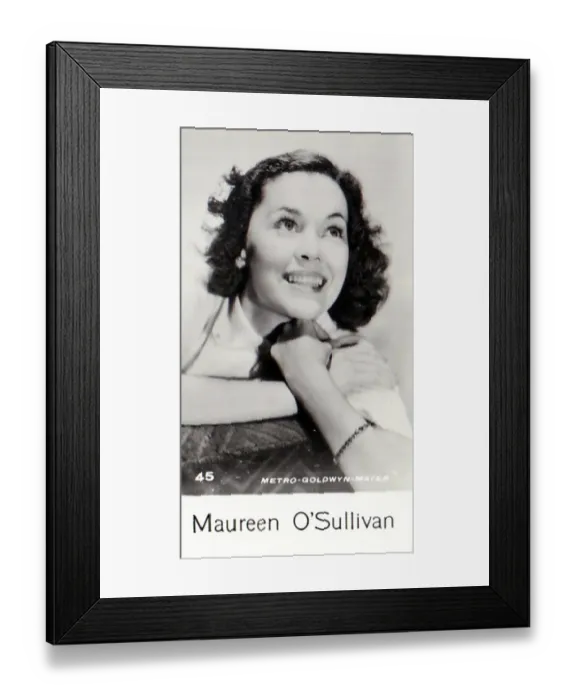 Framed Print : Maureen O'Sullivan, Film Stars series, collectible C T Bridgewater cigarette card, 1940 Framed Print : Maureen O'Sullivan, Film Stars series, collectible C T Bridgewater cigarette card, 1940