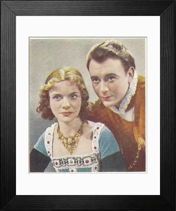 Framed Print : Collectible cigarette card, Famous Love Scenes series, 1939 Framed Print : Collectible cigarette card, Famous Love Scenes series, 1939
