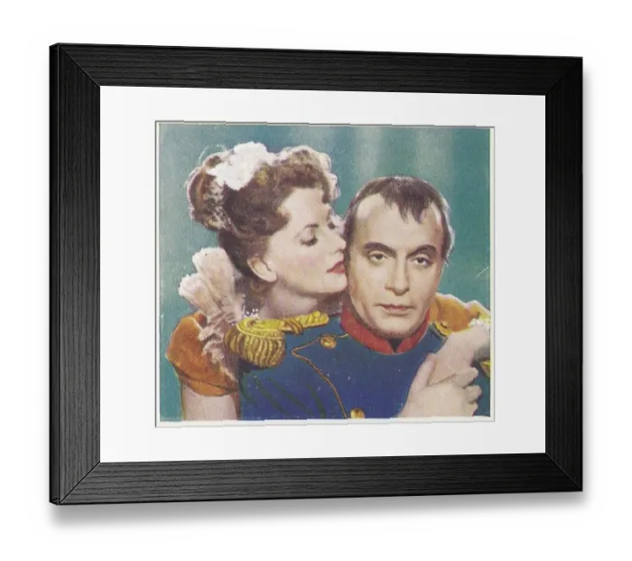 Framed Print : Collectible cigarette card, Famous Love Scenes series, 1939