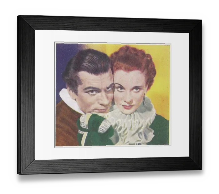 Framed Print : Collectible cigarette card, Famous Love Scenes series, 1939