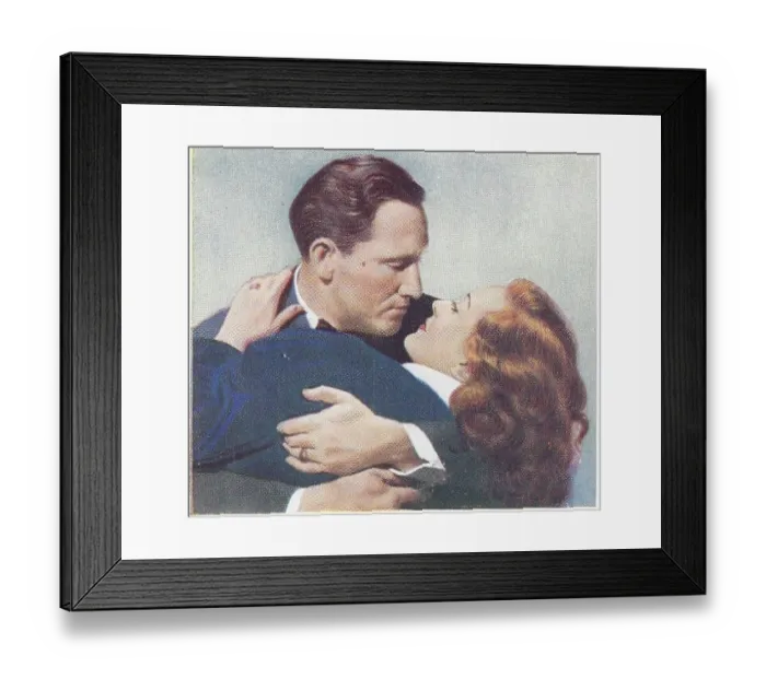 Framed Print : Collectible cigarette card, Famous Love Scenes series, 1939 Framed Print : Collectible cigarette card, Famous Love Scenes series, 1939