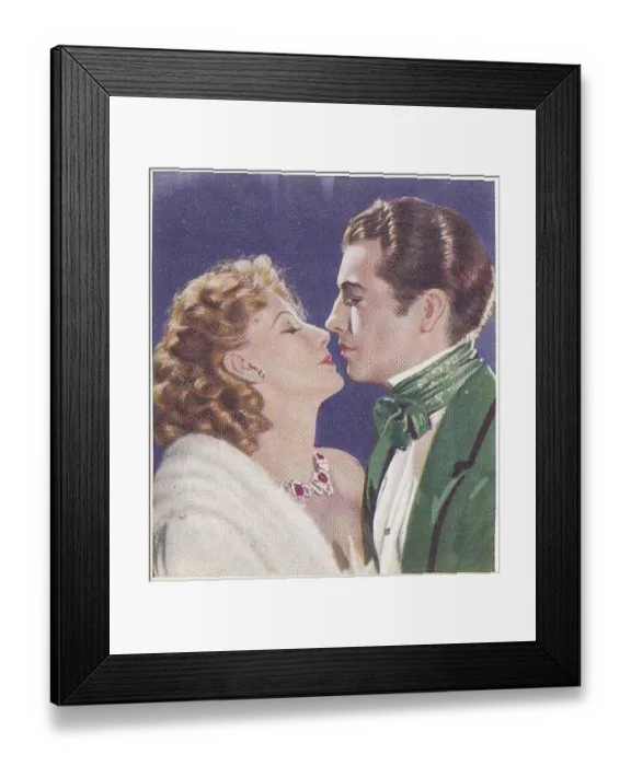 Framed Print : Collectible cigarette card, Famous Love Scenes series, 1939 Framed Print : Collectible cigarette card, Famous Love Scenes series, 1939