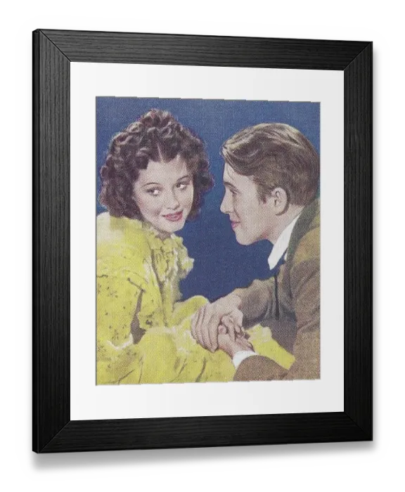 Framed Print : Collectible cigarette card, Famous Love Scenes series, 1939 Framed Print : Collectible cigarette card, Famous Love Scenes series, 1939
