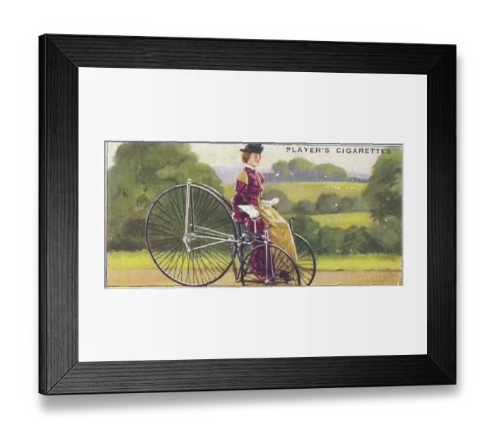 Framed Print : Collectible cigarette card, Singer Tricycle, Cycling series, 1939