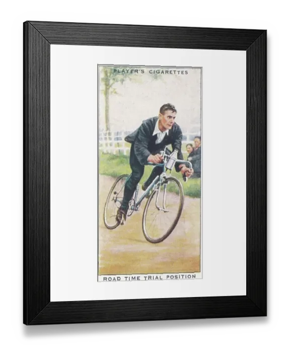 Framed Print : Collectible cigarette card, Cycling series, 1939 Framed Print : Collectible cigarette card, Cycling series, 1939