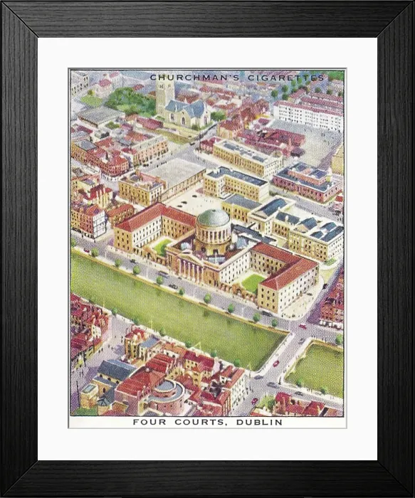 Framed Print : Vintage tobacco card, Dublin, Ireland, Wings Over the Empire series, Churchman's Cigarettes, 1939