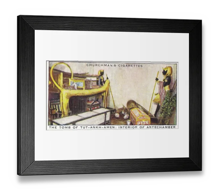 Framed Print : Vintage tobacco card, Tomb of King Tutankhamen, Treasure Trove series, Churchman's Cigarettes, 1937 Framed Print : Vintage tobacco card, Tomb of King Tutankhamen, Treasure Trove series, Churchman's Cigarettes, 1937