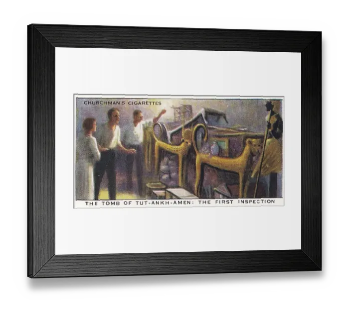 Framed Print : Vintage tobacco card, Tomb of King Tutankhamen, Treasure Trove series, Churchman's Cigarettes, 1937 Framed Print : Vintage tobacco card, Tomb of King Tutankhamen, Treasure Trove series, Churchman's Cigarettes, 1937
