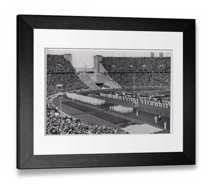 Framed Print : Collectible vintage German cigarette card, 1936 Berlin Olympics Framed Print : Collectible vintage German cigarette card, 1936 Berlin Olympics