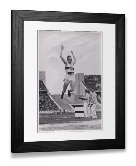 Framed Print : Collectible vintage German cigarette card, 1936 Berlin Olympics
