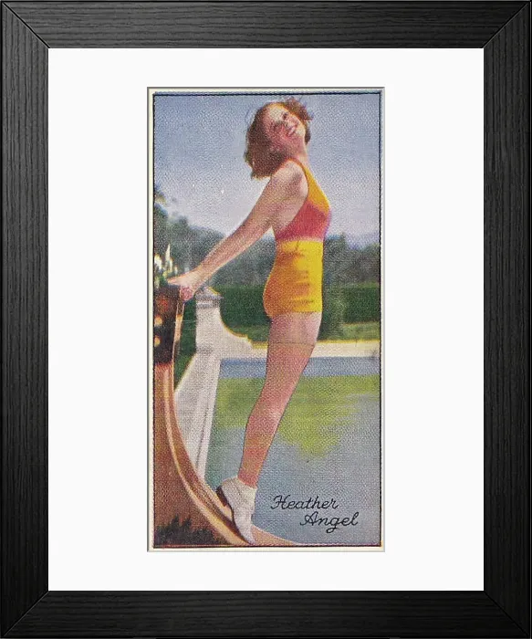 Framed Print : Heather Angel, Famous Film Stars series, collectible tobacco card, 1935 Framed Print : Heather Angel, Famous Film Stars series, collectible tobacco card, 1935