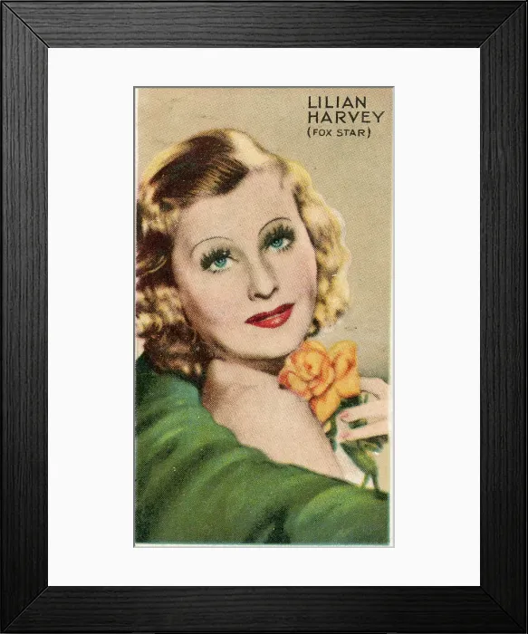 Framed Print : Lilian Harvey, Champions of Screen & Stage, collectible Gallaher cigarette card, 1935 Framed Print : Lilian Harvey, Champions of Screen & Stage, collectible Gallaher cigarette card, 1935