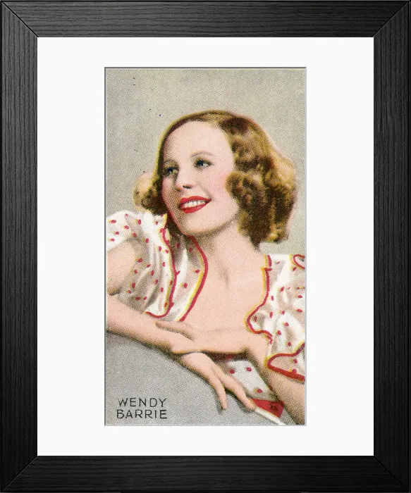 Framed Print : Wendy Barrie, Champions of Screen & Stage, collectible Gallaher cigarette card, 1935 Framed Print : Wendy Barrie, Champions of Screen & Stage, collectible Gallaher cigarette card, 1935