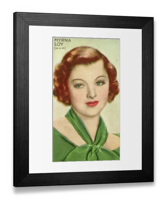 Framed Print : Myrna Loy, Champions of Screen & Stage, collectible Gallaher cigarette card, 1935 Framed Print : Myrna Loy, Champions of Screen & Stage, collectible Gallaher cigarette card, 1935