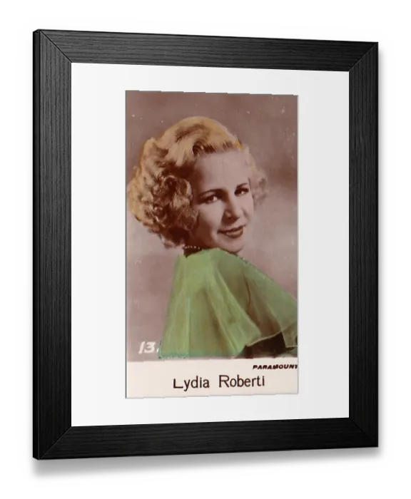 Framed Print : Lyda Roberti, Film Stars series, collectible C T Bridgewater cigarette card, 1935 Framed Print : Lyda Roberti, Film Stars series, collectible C T Bridgewater cigarette card, 1935