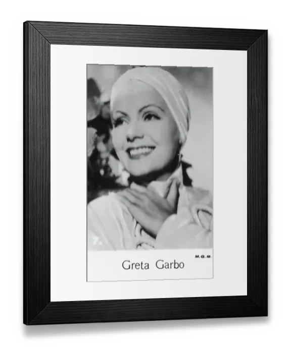 Framed Print : Greta Garbo, Film Stars series, collectible C T Bridgewater cigarette card, 1935 Framed Print : Greta Garbo, Film Stars series, collectible C T Bridgewater cigarette card, 1935