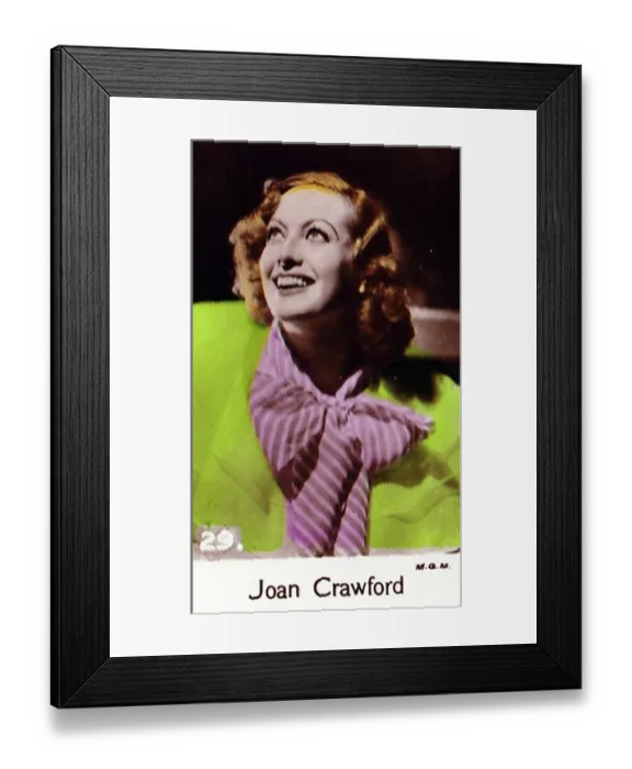 Framed Print : Joan Crawford, Film Stars series, collectible C T Bridgewater cigarette card, 1935 Framed Print : Joan Crawford, Film Stars series, collectible C T Bridgewater cigarette card, 1935