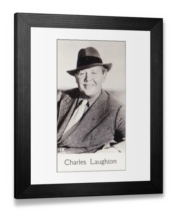 Framed Print : Charles Laughton, Film Stars series, collectible C T Bridgewater cigarette card, 1940