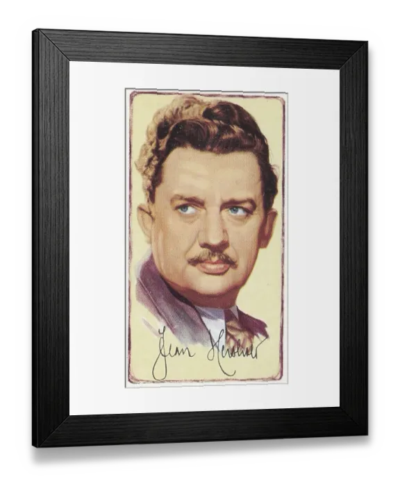 Framed Print : Jean Hersholt, Signed Portraits of Famous Stars, collectible Gallaher cigarette card, 1935