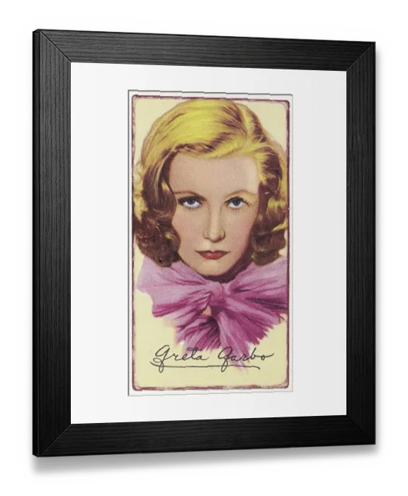 Framed Print : Greta Garbo, Signed Portraits of Famous Stars, collectible Gallaher cigarette card, 1935 Framed Print : Greta Garbo, Signed Portraits of Famous Stars, collectible Gallaher cigarette card, 1935
