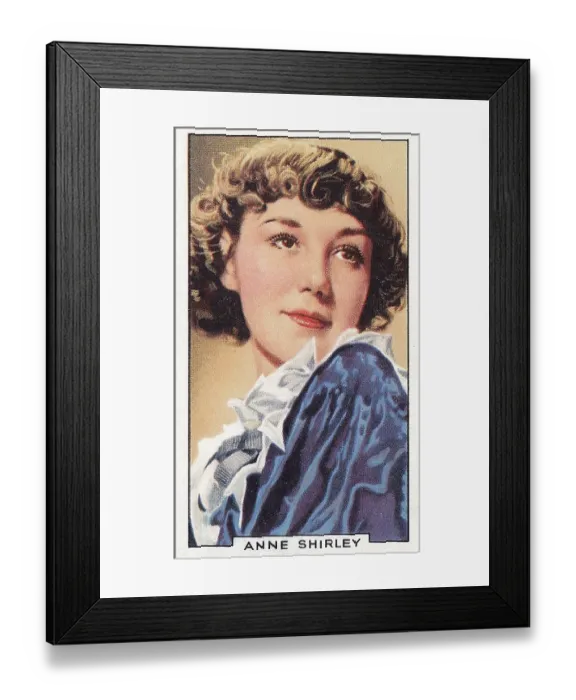Framed Print : Anne Shirley, Portraits of Famous Stars series, Collectible Gallaher Cigarette Card, 1935 Framed Print : Anne Shirley, Portraits of Famous Stars series, Collectible Gallaher Cigarette Card, 1935