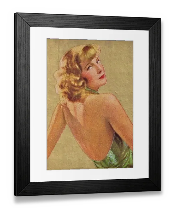 Framed Print : Greta Garbo, Movie Stars series, collectible cigarette card, 1934 Framed Print : Greta Garbo, Movie Stars series, collectible cigarette card, 1934