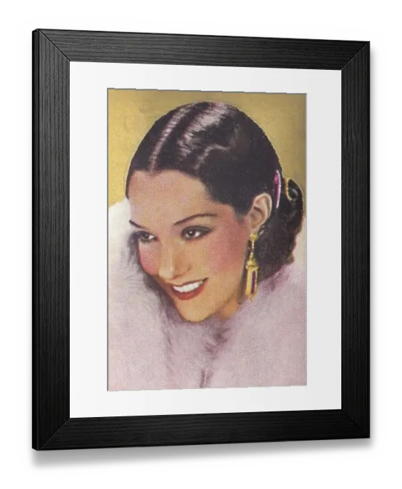 Framed Print : Lupe Velez, Movie Stars series, collectible cigarette card, 1934 Framed Print : Lupe Velez, Movie Stars series, collectible cigarette card, 1934