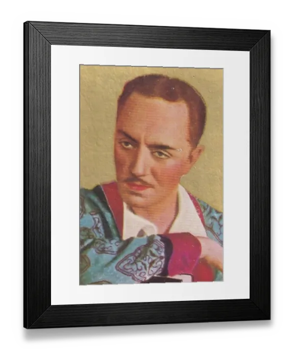 Framed Print : William Powell, Movie Stars series, collectible cigarette card, 1934 Framed Print : William Powell, Movie Stars series, collectible cigarette card, 1934