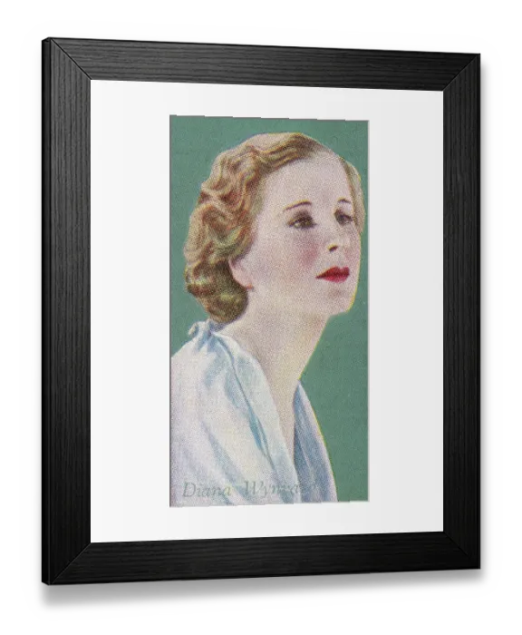 Framed Print : Diana Wynyard, Film Favourites series, collectible Godfrey Phillips cigarette card, 1934 Framed Print : Diana Wynyard, Film Favourites series, collectible Godfrey Phillips cigarette card, 1934