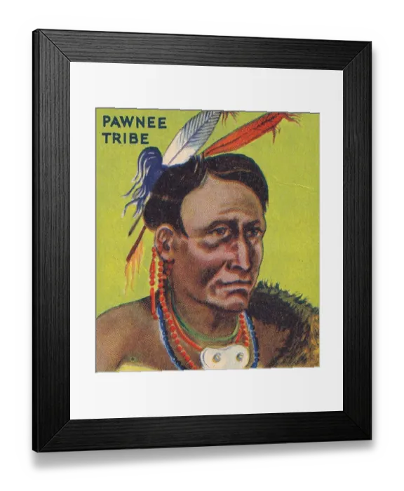 Framed Print : Vintage collectible gum trading card, Pawnee Tribe, Indian Chewing Gum, 1933 Framed Print : Vintage collectible gum trading card, Pawnee Tribe, Indian Chewing Gum, 1933