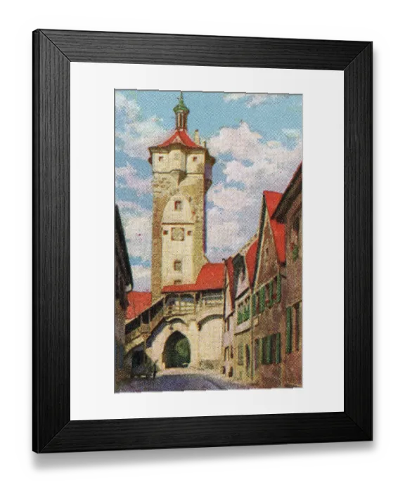 Framed Print : Collectible tobacco card, Medieval Rothenburg, Germany, Salem Cigarettes, 1927