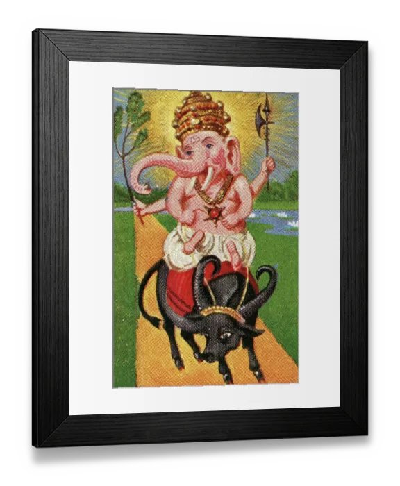 Framed Print : Collectible tobacco card, Hindu God Ganesha, Salem Cigarettes, 1927 Framed Print : Collectible tobacco card, Hindu God Ganesha, Salem Cigarettes, 1927