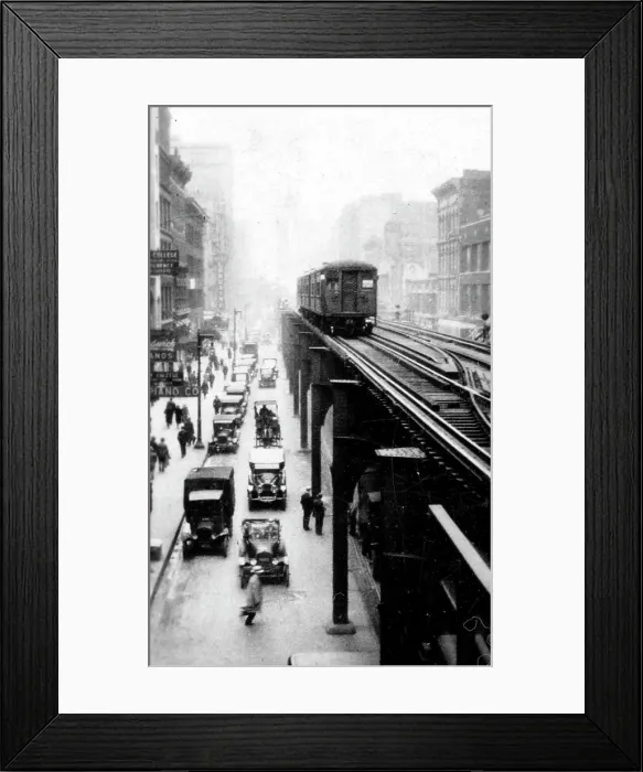Framed Print : Collectible tobacco card, Elevated Railway, Chicago, Army Club Cigarettes, 1928-29 Framed Print : Collectible tobacco card, Elevated Railway, Chicago, Army Club Cigarettes, 1928-29