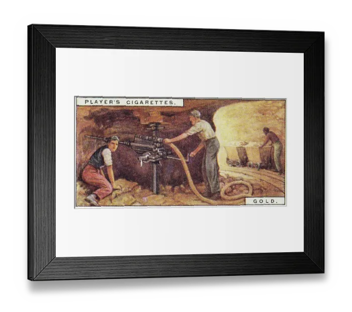 Framed Print : Vintage tobacco card, Gold Mine, South Africa, Products of the World series, Player's Cigarettes, 1928 Framed Print : Vintage tobacco card, Gold Mine, South Africa, Products of the World series, Player's Cigarettes, 1928