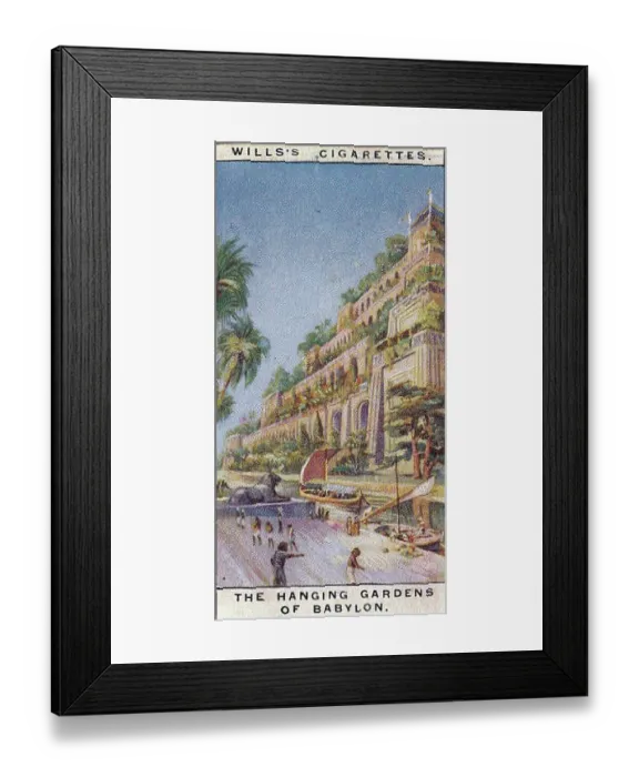 Framed Print : Vintage tobacco card, Hanging Gardens of Babylon, Wonders of the Past series, H O Wills Cigarettes, 1926 Framed Print : Vintage tobacco card, Hanging Gardens of Babylon, Wonders of the Past series, H O Wills Cigarettes, 1926