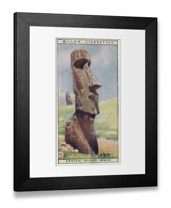 Framed Print : Vintage tobacco card, Easter Island, Wonders of the Past series, H O Wills Cigarettes, 1926 Framed Print : Vintage tobacco card, Easter Island, Wonders of the Past series, H O Wills Cigarettes, 1926