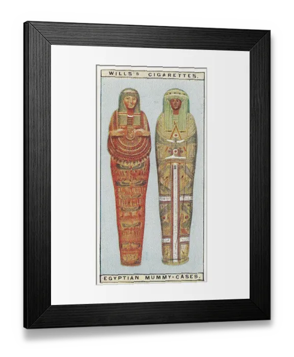 Framed Print : Vintage tobacco card, Ancient Egyptian Mummy Cases, Wonders of the Past series, H O Wills Cigarettes, 1926 Framed Print : Vintage tobacco card, Ancient Egyptian Mummy Cases, Wonders of the Past series, H O Wills Cigarettes, 1926